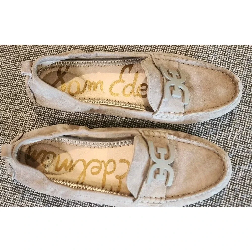 Sam Edelman Farrell Suede‎ Driving Moccasin Loafers 6.5 Gray Tan EUC